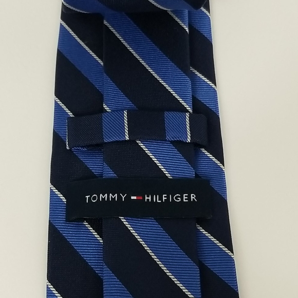 Tommy Hilfiger Blue Striped Silk Tie - Picture 7 of 16